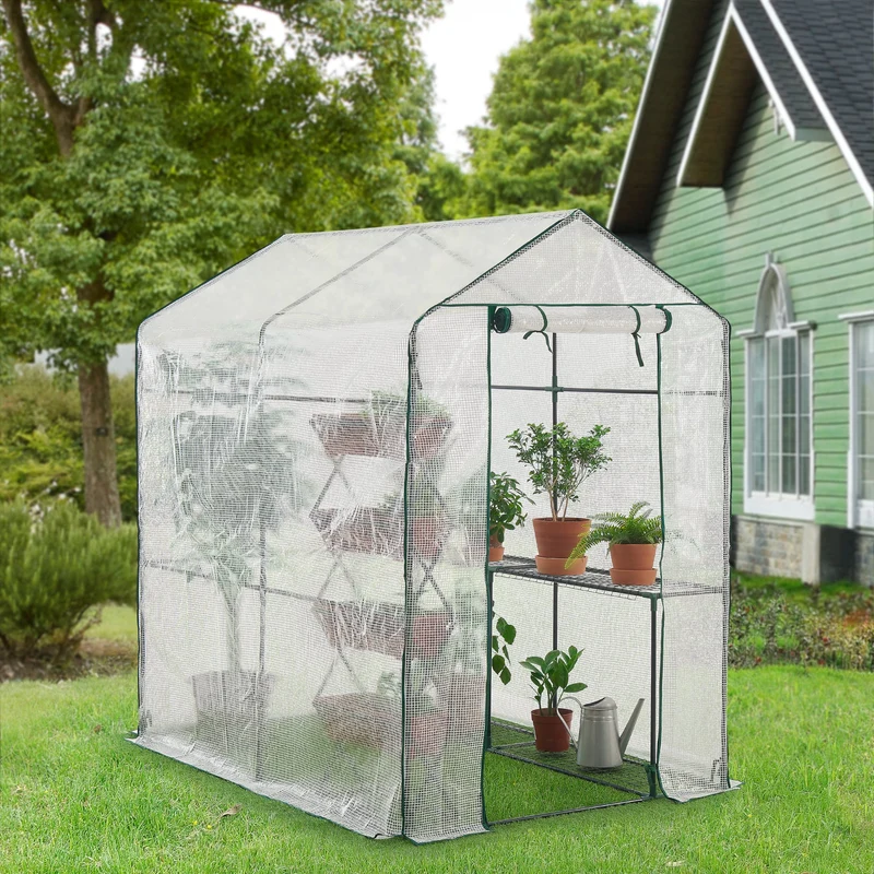 Gewächshaus Oosterhout mit Ablagen 120x186x190cm Transparent [en.casa]