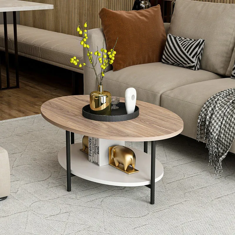 Couchtisch Fredericia mit unterer Ablage Eicheoptik / Weiß [en.casa]