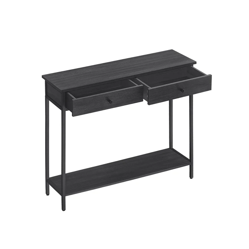 Konsolentisch mit 2 Schubladen und Stahlgestell vintagebraun-schwarz