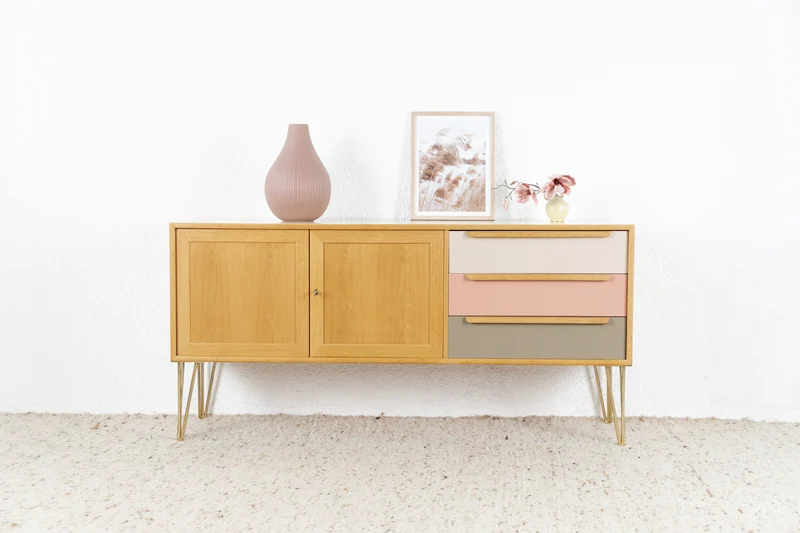 WK Möbel Sideboard Holz Eiche Kommode Vintage