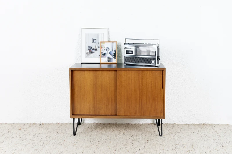 Mid Century Franz Ehrlich Sideboard Schiebetür Kommode Schrank Holz Nuss