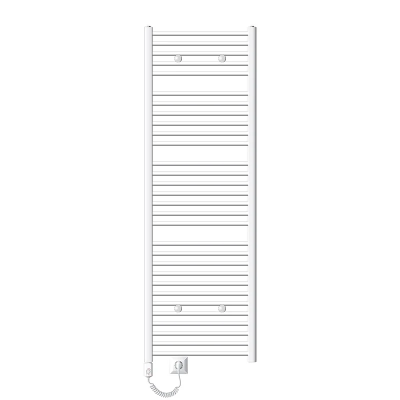 Elektrischer Badheizkörper mit Heizstab 900W 600x1800 mm Weiß gebogen Seitenanschluss LuxeBath