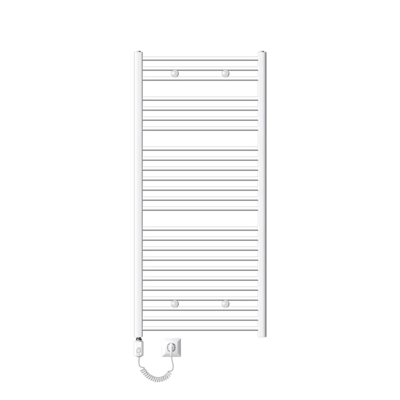 Elektrischer Badheizkörper mit Heizstab 900W 750x1500 mm Weiß gerade Seitenanschluss LuxeBath
