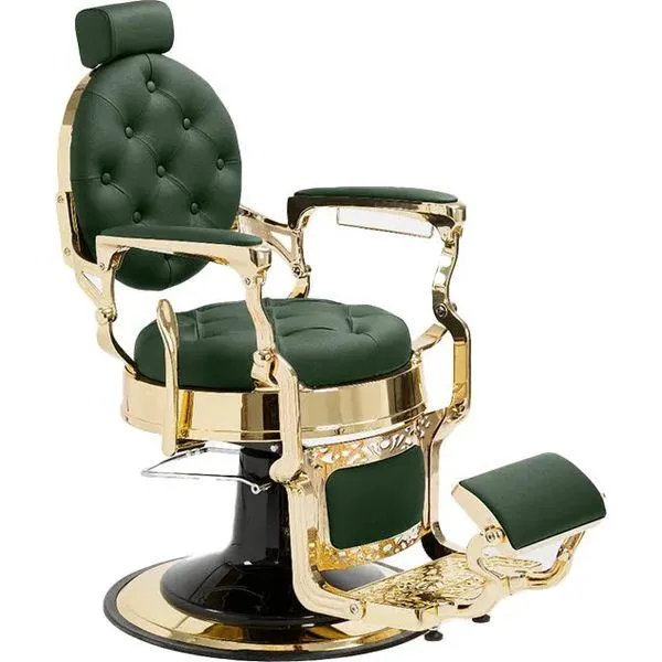 Barber stuhl in Gold und Grün, Herren Friseurstuhl, Mack, Barbershop stuhl