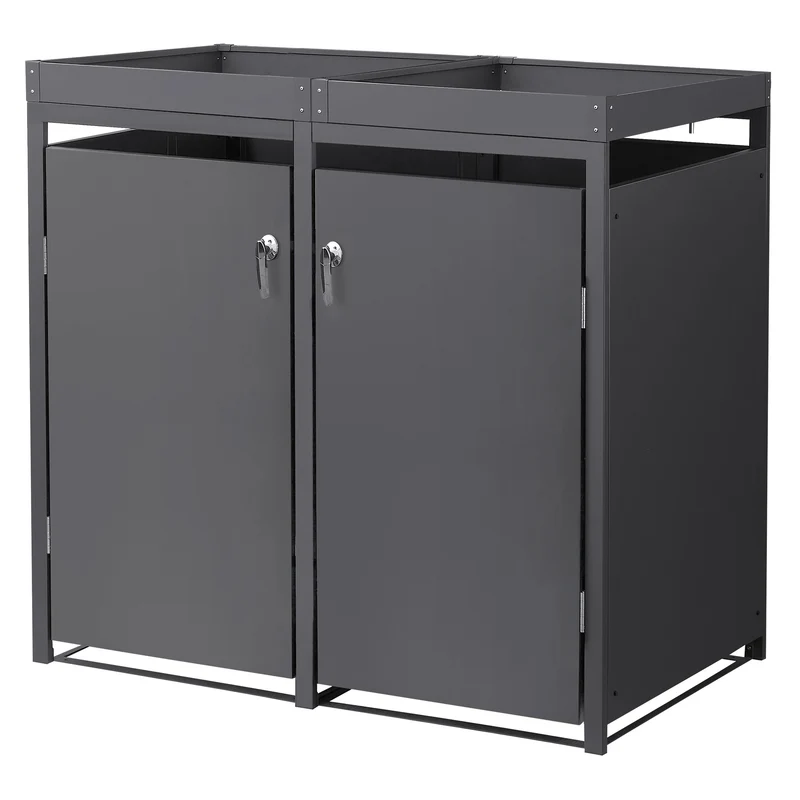 Mülltonnenbox mit Pflanzdach 2er bis 240L 132x80x124 cm aus Stahl in Anthrazit ML-Design