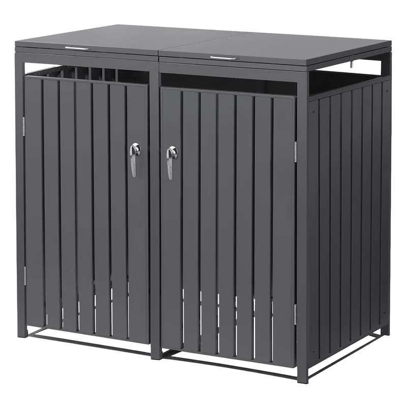 Mülltonnenbox 2er bis 240L 132x80x120 cm aus Stahl in Anthrazit ML-Design