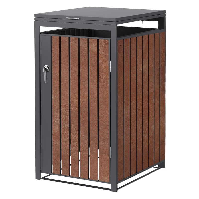 Mülltonnenbox 1er bis 240L 68x80x120 cm aus Stahl in Rostoptik ML-Design