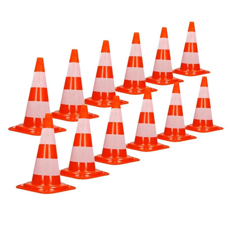 12er Set Verkehrskegel Pylone Warnkegel Verkehrshütchen 47 cm Orange/Weiß