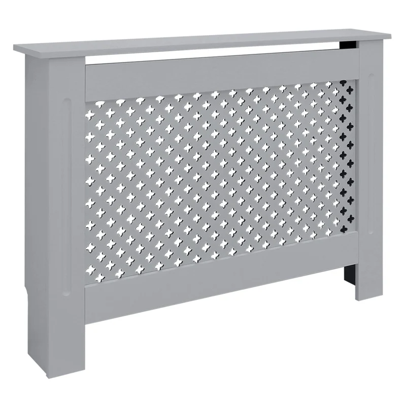 Heizkörperverkleidung 112x19x82 cm Raute Grau aus MDF ML-Design