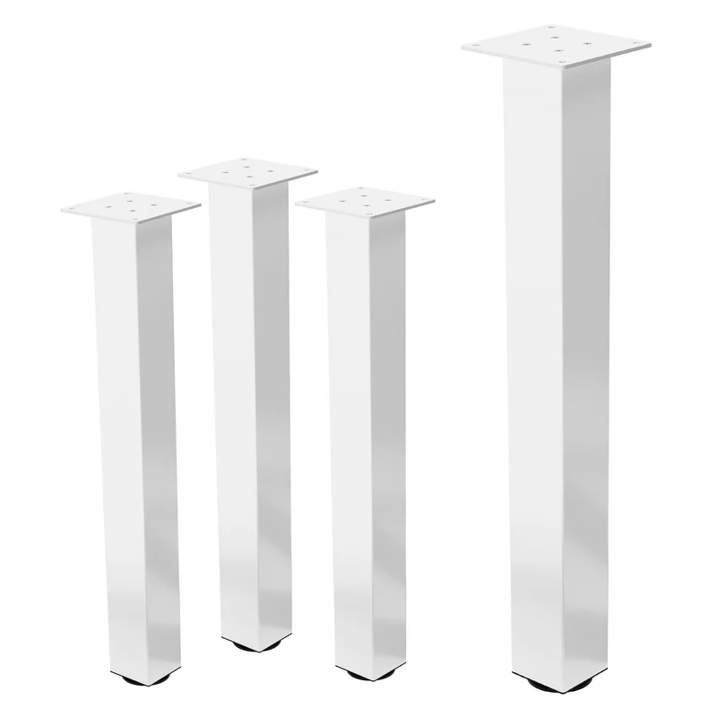 B-Ware 4er Set Tischbeine I-Design 72cm Weiß glänzend höhenverstellbare Tischgestell aus pulverbeschichteter Stahl, Profil 8x8cm, ML-Design