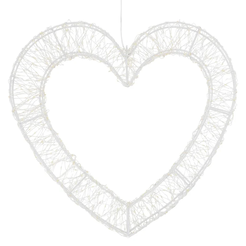 ECD Germany | LED Deko Herz mit Timer 720 LED 46 cm Metall Warmweiß Weihnachtsdeko Weihnachtsbeleuchtung Fensterdeko Weihnachten Lichterherz Außen