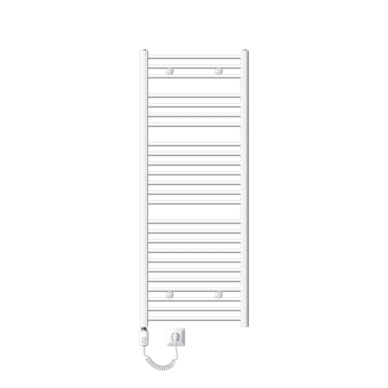 Elektrischer Badheizkörper mit Heizstab 900W 600x1500 mm Weiß gebogen mit Seitenanschluss LuxeBath