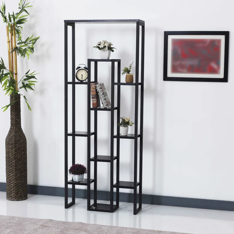 Pflanzregal Blaavandshuk 150 x 60 x 19 cm Schwarz / Marmor-Optik [en.casa]