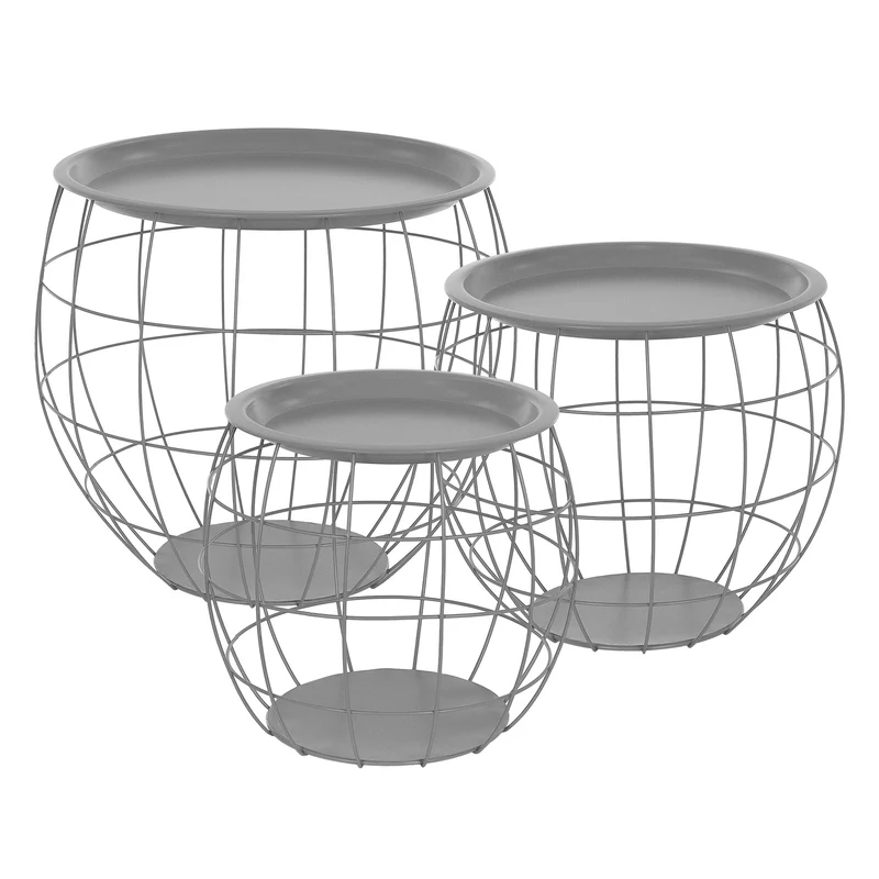 Beistelltisch 3er Set Grau aus Metall ML-Design