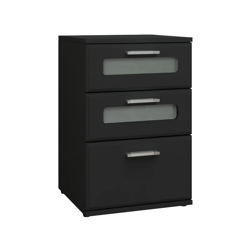 Nachttisch mit drei Schubladen 40x60x38 cm Schwarz aus Holz ML-Design
