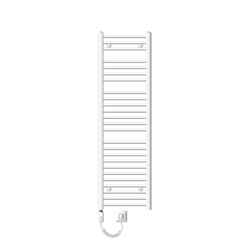 Elektrischer Badheizkörper mit Heizstab 1200W 400x1500 mm Weiß gerade mit Seitenanschluss LuxeBath