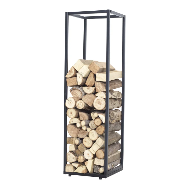 Kaminholzregal Tornved Stahl 35x35x120 cm Schwarz [en.casa]