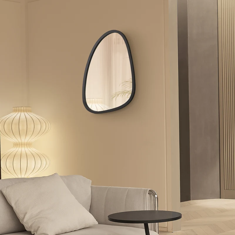 Wandspiegel Grottole schwarz, matt 62x50cm [en.casa]