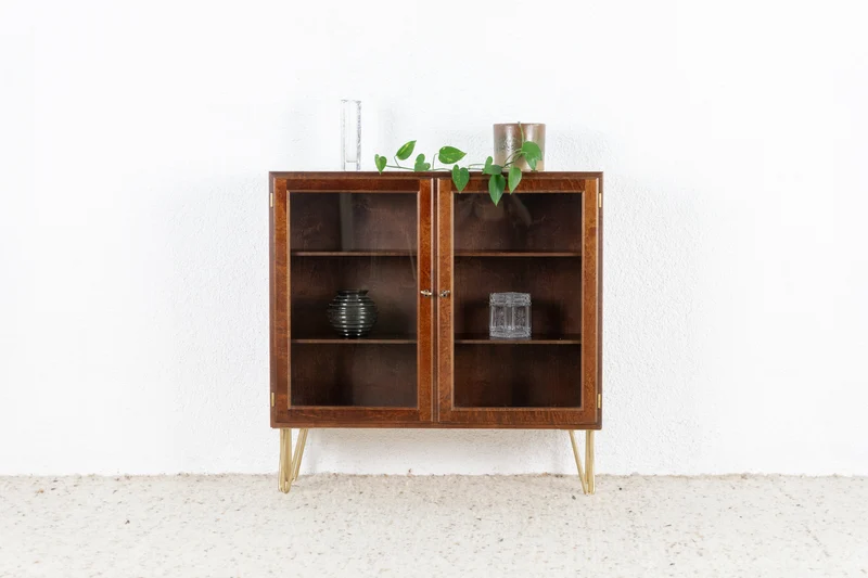 Vintage Vitrine Kommode Holz Mahagoni