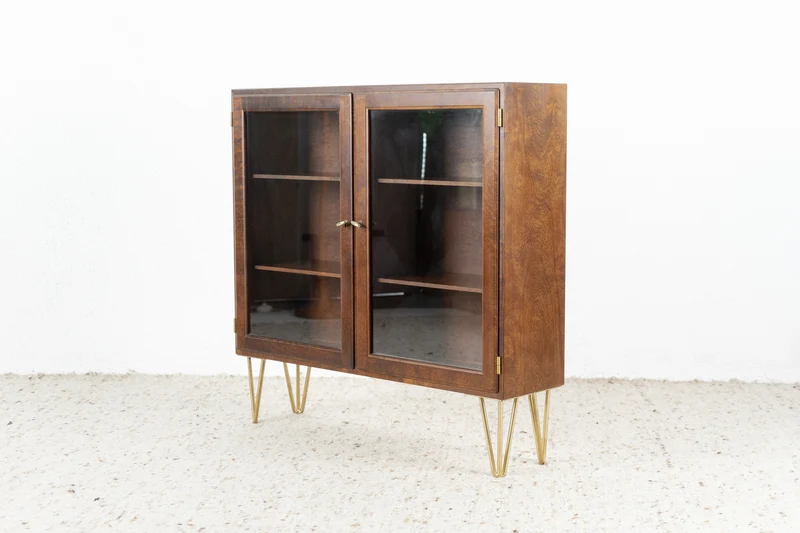 Vintage Vitrine Holz Kommode Mahagoni