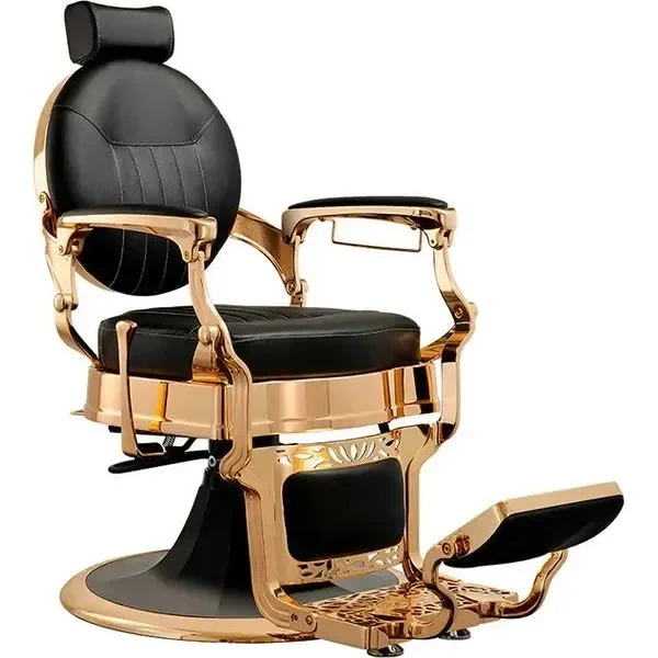 Barber stuhl in Gold und Schwarz, Herren Friseurstuhl Caesar, Hochwertiger Barbershop stuhl