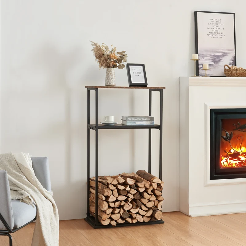 Kaminholzregal Turku mit Ablagen 60x30x112cm [en.casa]