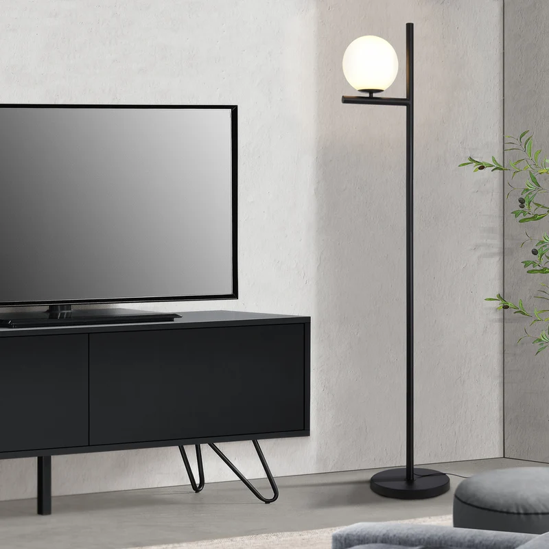Stehlampe Aberdaron Schwarz / Weiß [lux.pro]