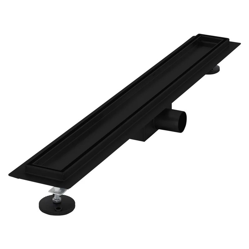 Duschrinne 70 cm befliesbar Schwarz mit Siphon & Haarsieb 2in1 LuxeBath