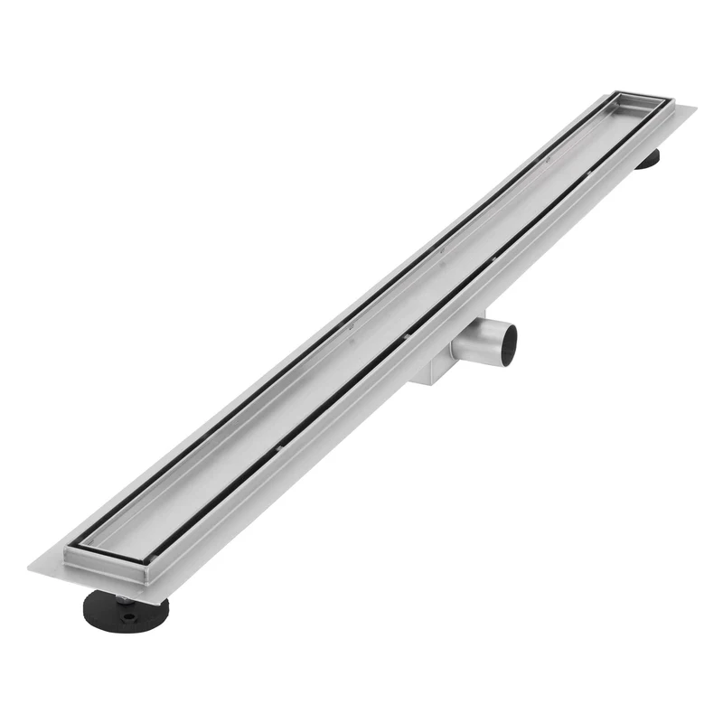 Edelstahl Duschrinne befliesbar 100 cm und Siphon Komplettset Silber flach LuxeBath