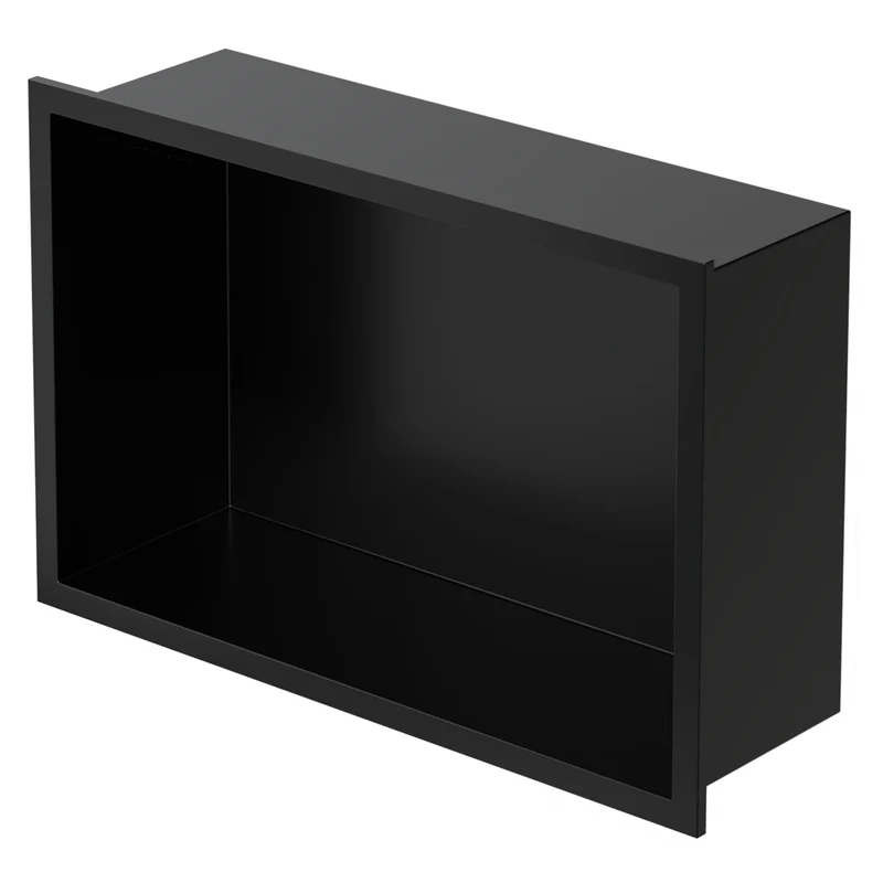 Duschnische 30x20 cm Schwarz aus Edelstahl Wandnische Duschablage LuxeBath