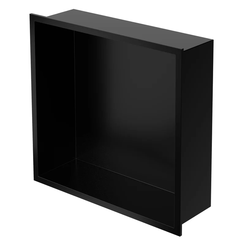 Duschnische 30x30 cm Schwarz aus Edelstahl Wandnische Duschablage LuxeBath