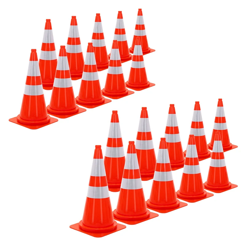 ECD Germany | Pylonen 20er Set groß mit 2 reflektierenden Streifen 75 cm aus PE Orange Verkehrskegel Leitkegel Warnkegel Absperrkegel Verkehrshütchen