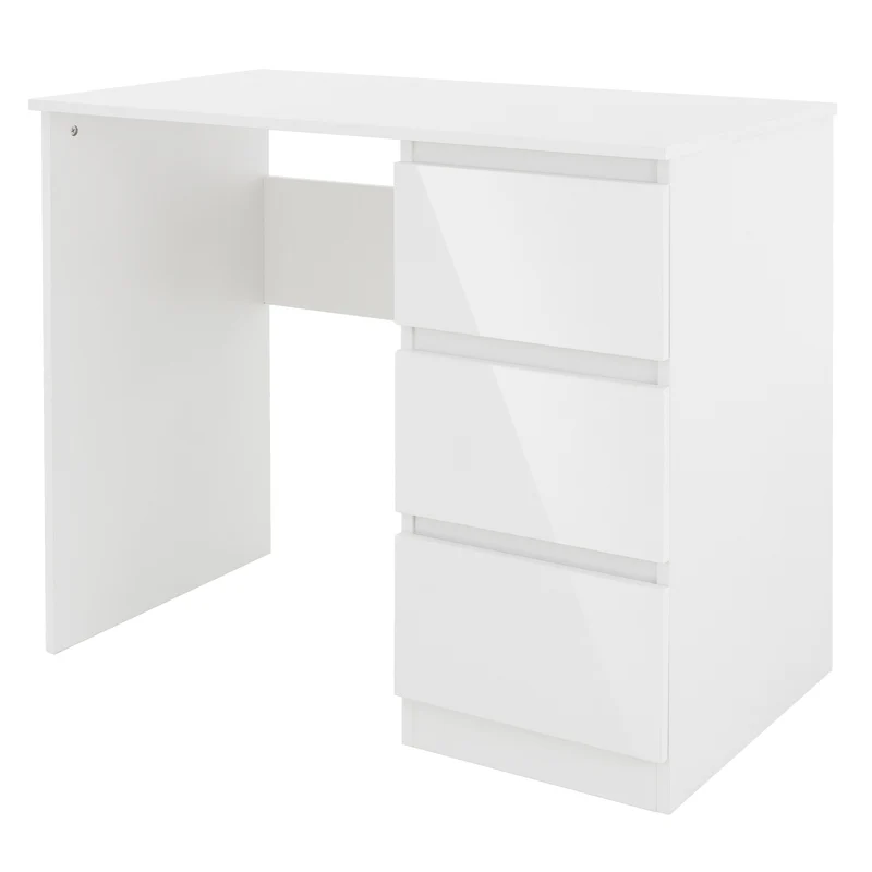 Schreibtisch mit drei Schubladen 90x76x50 cm Weiß aus Pressspan ML-Design