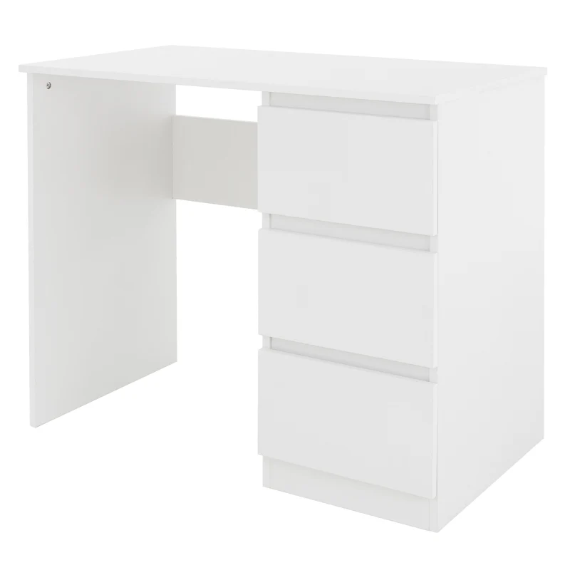 Schreibtisch mit drei Schubladen 90x76x50 cm Weiß aus Holz ML-Design