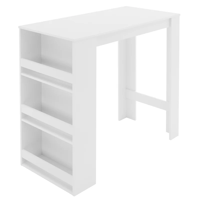 Bartisch mit 3-stufigem Regal 117x106x57 cm Weiß aus Holz ML-Design