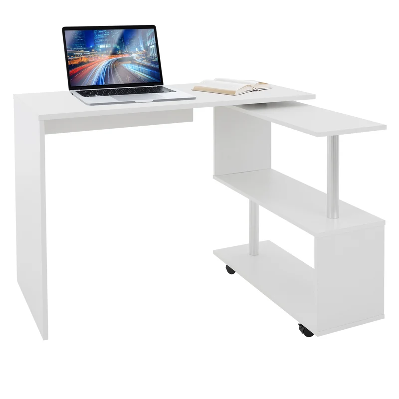 Schreibtisch mit vier Rädern 150x88x75 cm Weiß aus MDF ML-Design