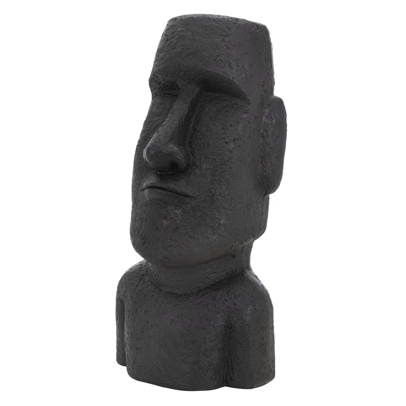 Moai Rapa Nuil Kopf Figur 26,5x19x53,5 cm Anthrazit aus Kunstharz Polyresin