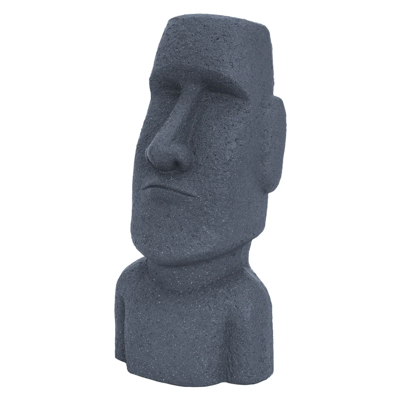 Moai Rapa Nui Kopf Figur 26,5x19x53,5 cm Grau aus Kunstharz Polyresin