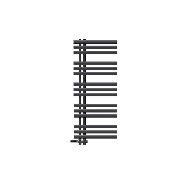 Badheizkörper Mittelanschluss 500x1200 mm Anthrazit mit Boden Anschlussgarnitur LuxeBath