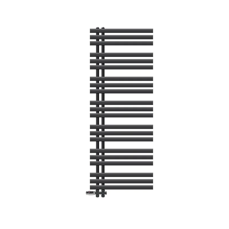 Badheizkörper Mittelanschluss 600x1600 mm Anthrazit mit Boden Anschlussgarnitur LuxeBath