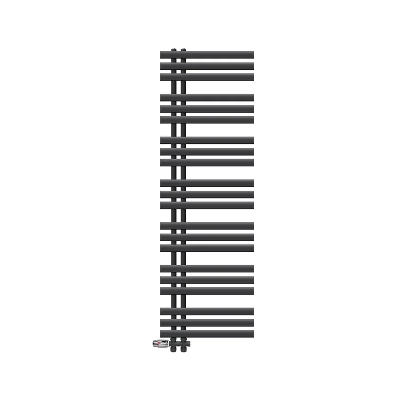 Badheizkörper Mittelanschluss 500x1600 mm Anthrazit mit Boden Anschlussgarnitur LuxeBath