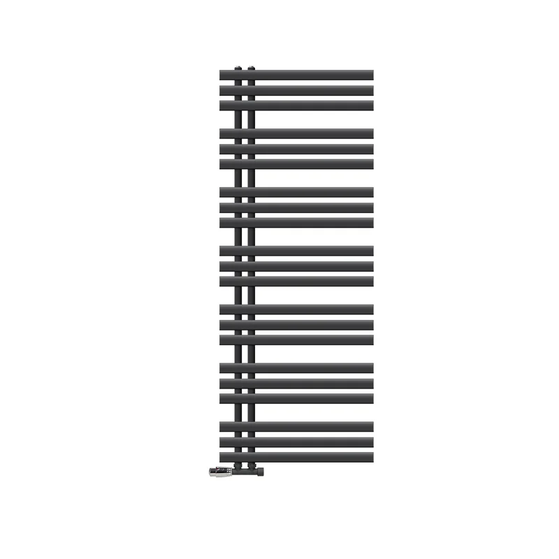 Badheizkörper Mittelanschluss 600x1600 mm Anthrazit mit Wand Anschlussgarnitur LuxeBath