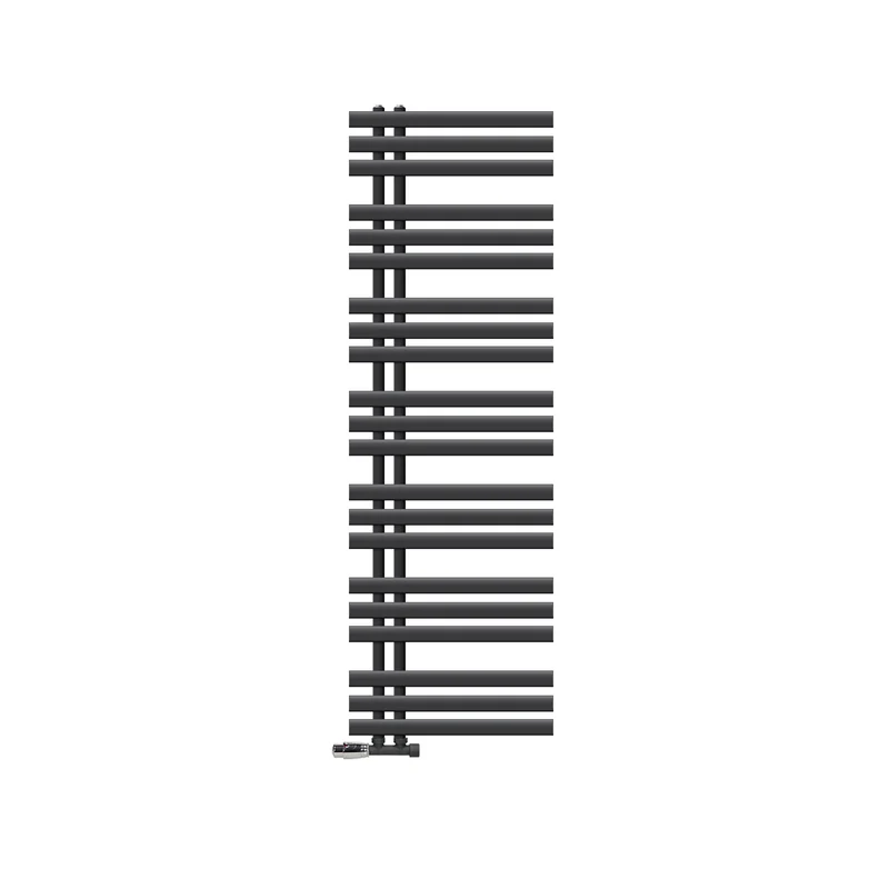 Badheizkörper Mittelanschluss 500x1600 mm Anthrazit mit Wand Anschlussgarnitur LuxeBath