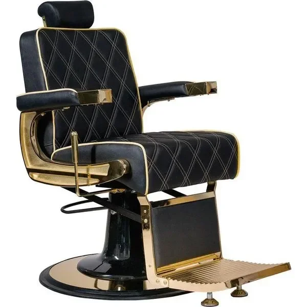 Barber stuhl in Gold und Schwarz, Herren Friseurstuhl Crew, Luxuriöser Barbershop stuhl