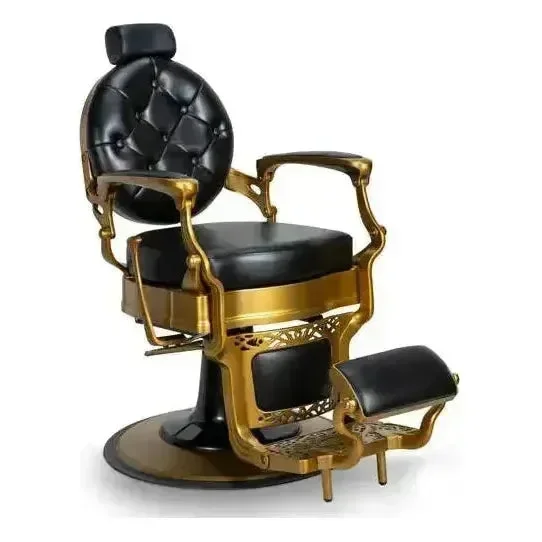 Barber stuhl In Schwarz-Gold, Herren Friseurstuhl Check, Barbershop stuhl