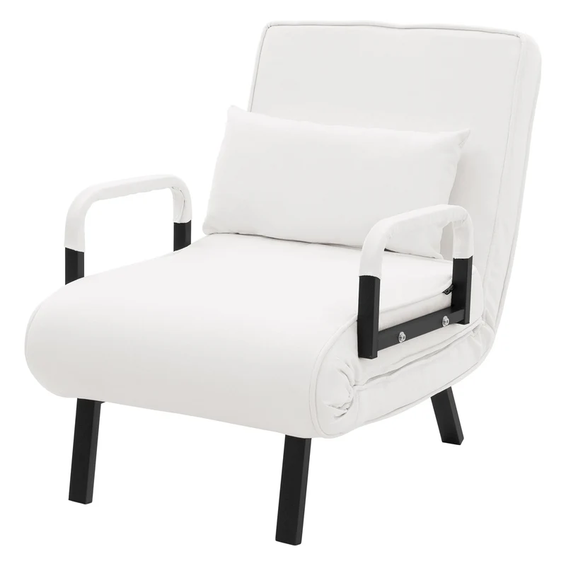 ML-DESIGN | Schlafsessel mit Bettfunktion 186x60 cm aus Stahl/Chenille Weiß Sessel mit Schlaffunktion klappbar Bettsessel Klappsessel Schlafsofa