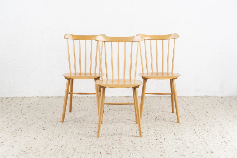 3er Set Vintage Sprossen Stühle Holz