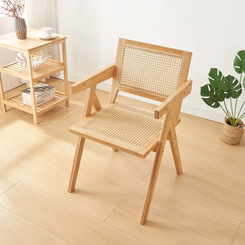 Esszimmerstuhl Asikkala 79x50x50cm Bambus/Rattanoptik [en.casa]