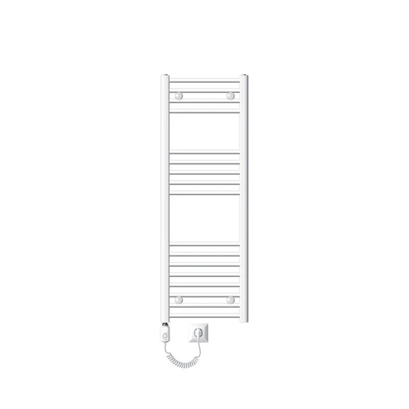 Elektrischer Badheizkörper mit Heizstab 1200W 400x1200 mm Weiß gebogen mit Seitenanschluss LuxeBath