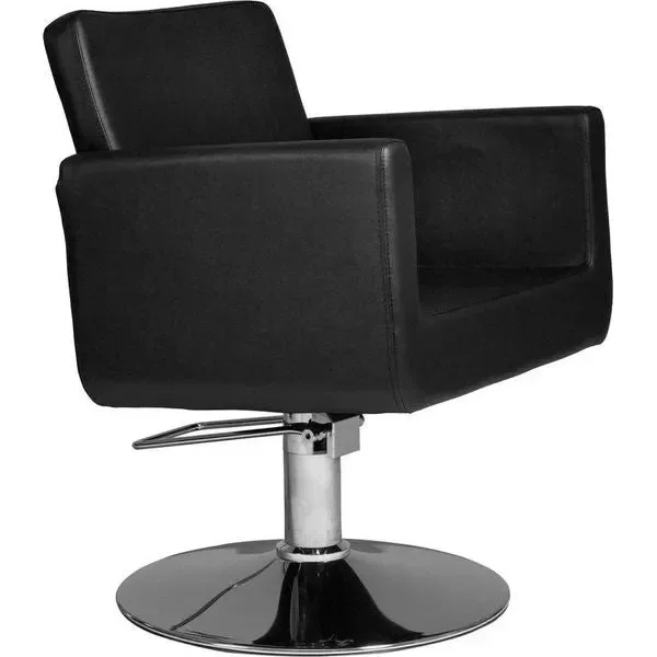 Friseurstuhl in eleganter Schwarz-Farbe, Luxuriöser Friseur stuhl Chic R mit Runder Standfuß
